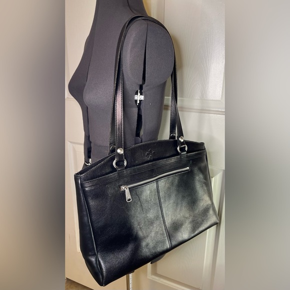 Patricia Nash Heritage Leather Poppy Tote Bag BLACK Shoulder Handbag Purse - Picture 13 of 13